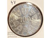 Austria 100 șilingi 1976 Argint UNC De la Fishek !