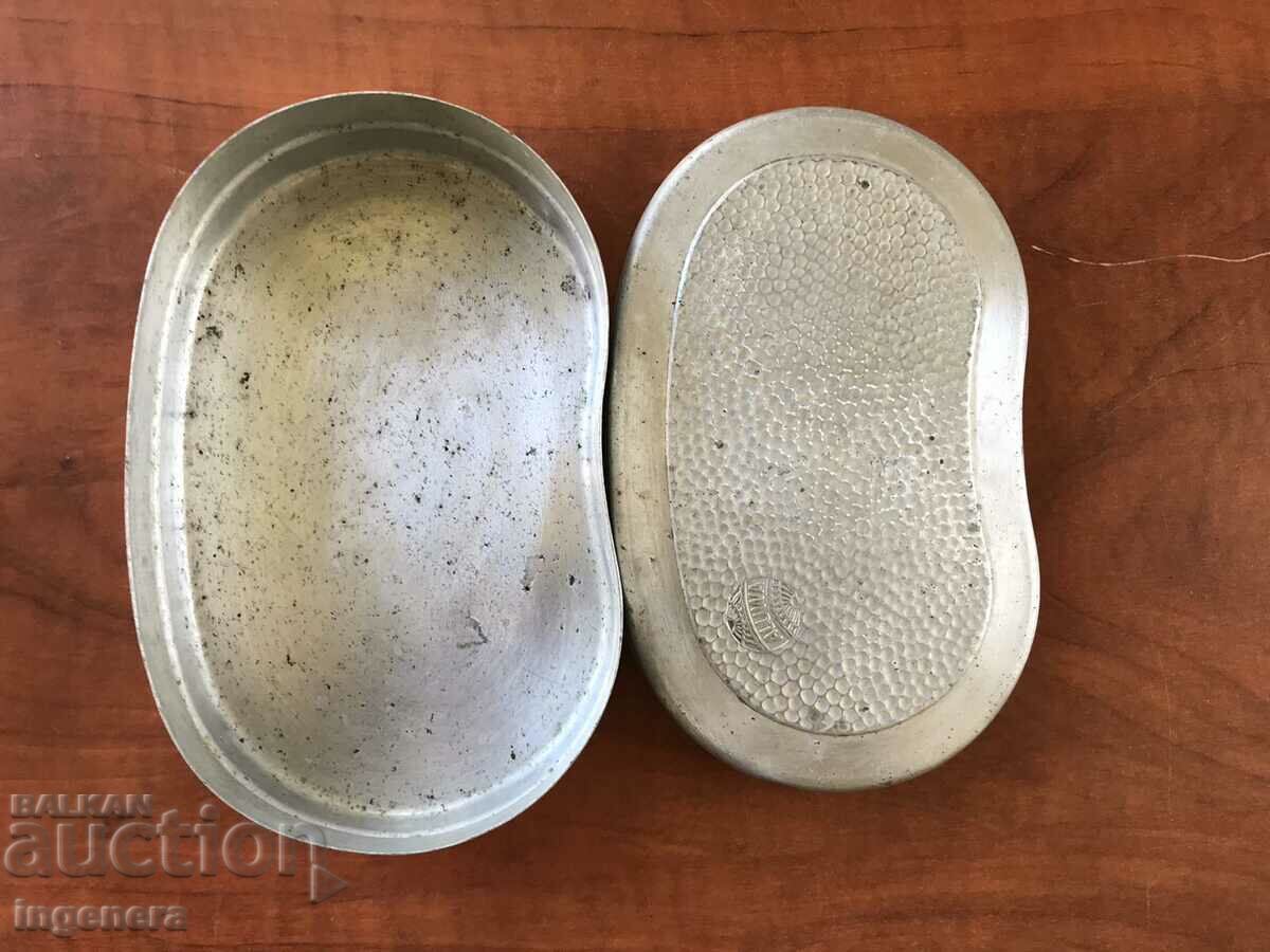 КУТИЯ АЛУМИНИЙ СТАРИННА ТИП БЪБРЕК с цена 15.00 лв. | € 7.67 КУТИЯ АЛУМИНИЙ СТАРИННА ТИП БЪБРЕК с цена 15.00 лв. | € 7.67