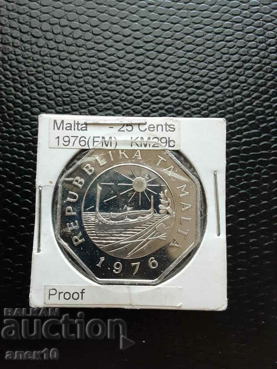 Малта  25  цент    1976  ПРУФ