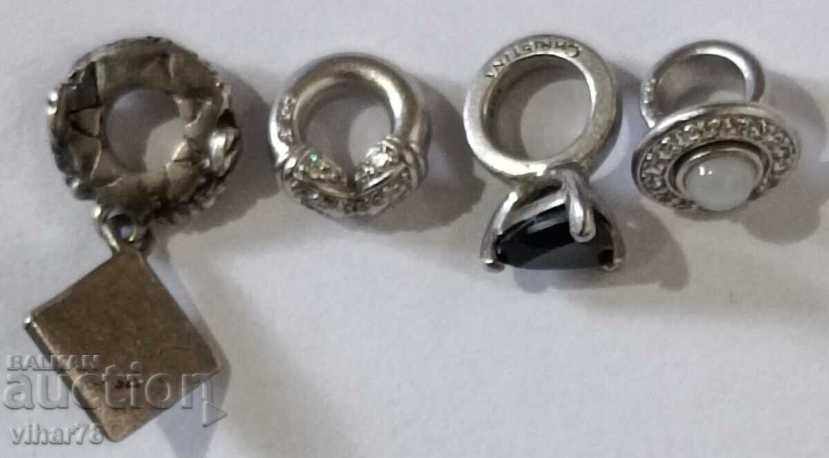 Доставка на Четири сребърни висулки за гривна