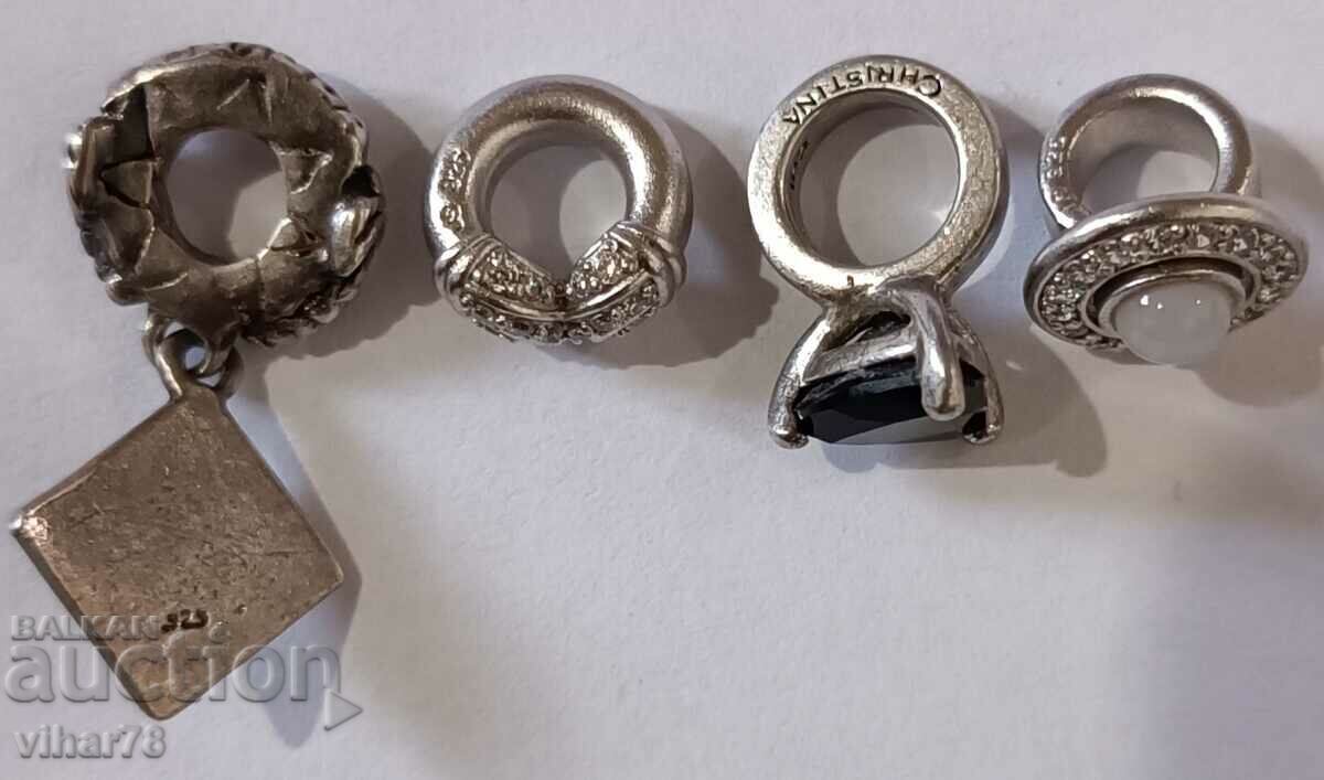 Четири сребърни висулки за гривна - 7