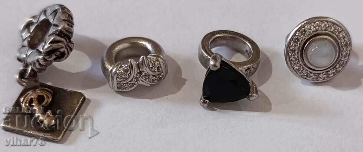 Четири сребърни висулки за гривна