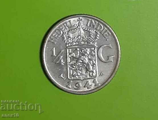olandeză ext. India 1/4 Gulden 1941