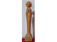 Hand carved wooden statuette of Virgin Mary