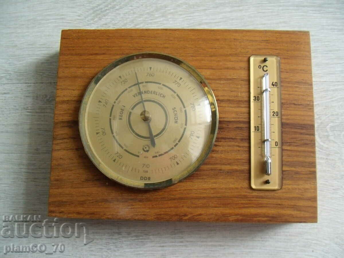 No.*7496 παλιά συσκευή - βαρόμετρο με θερμόμετρο