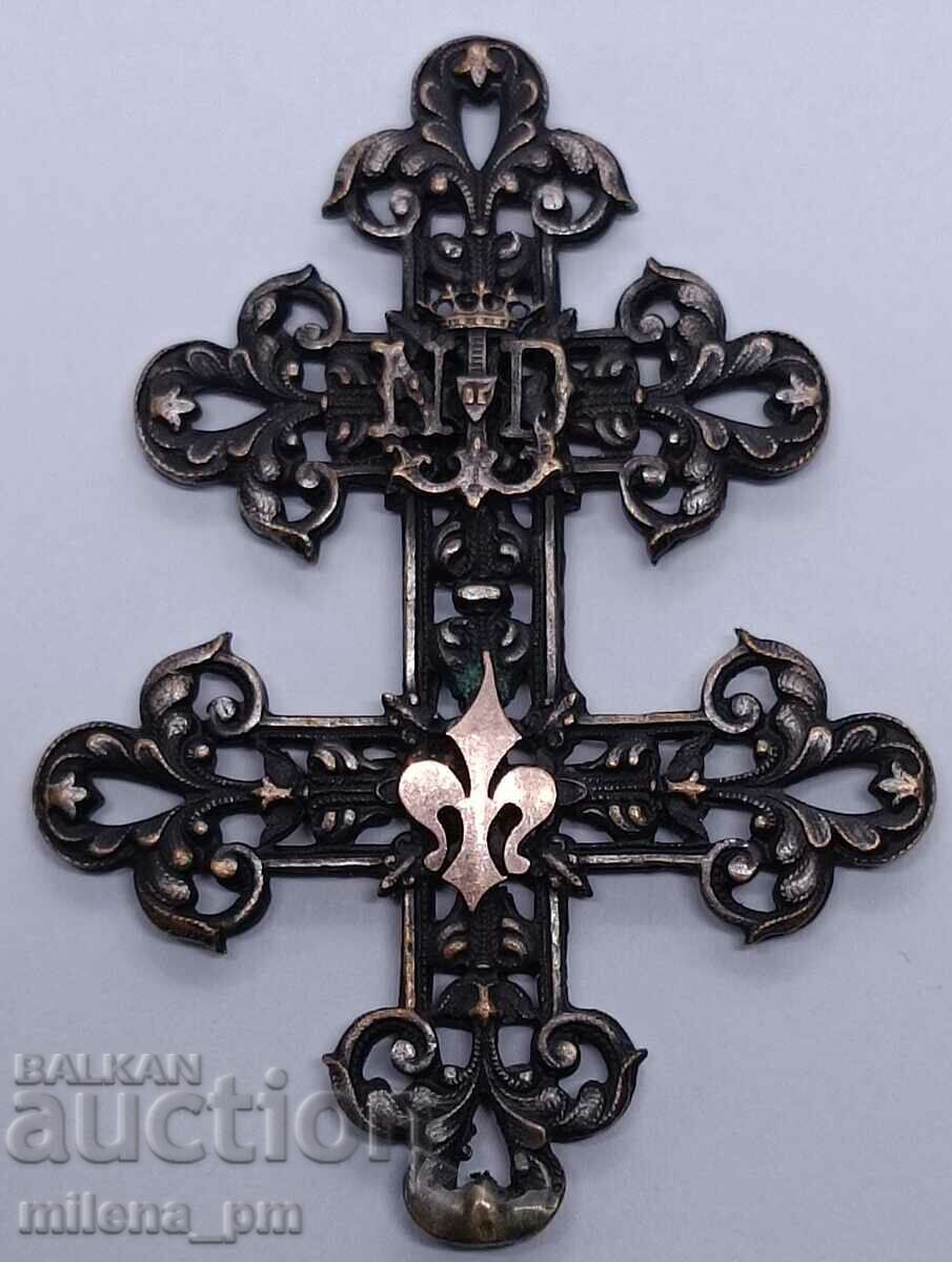 Old double sided cross with gold elements