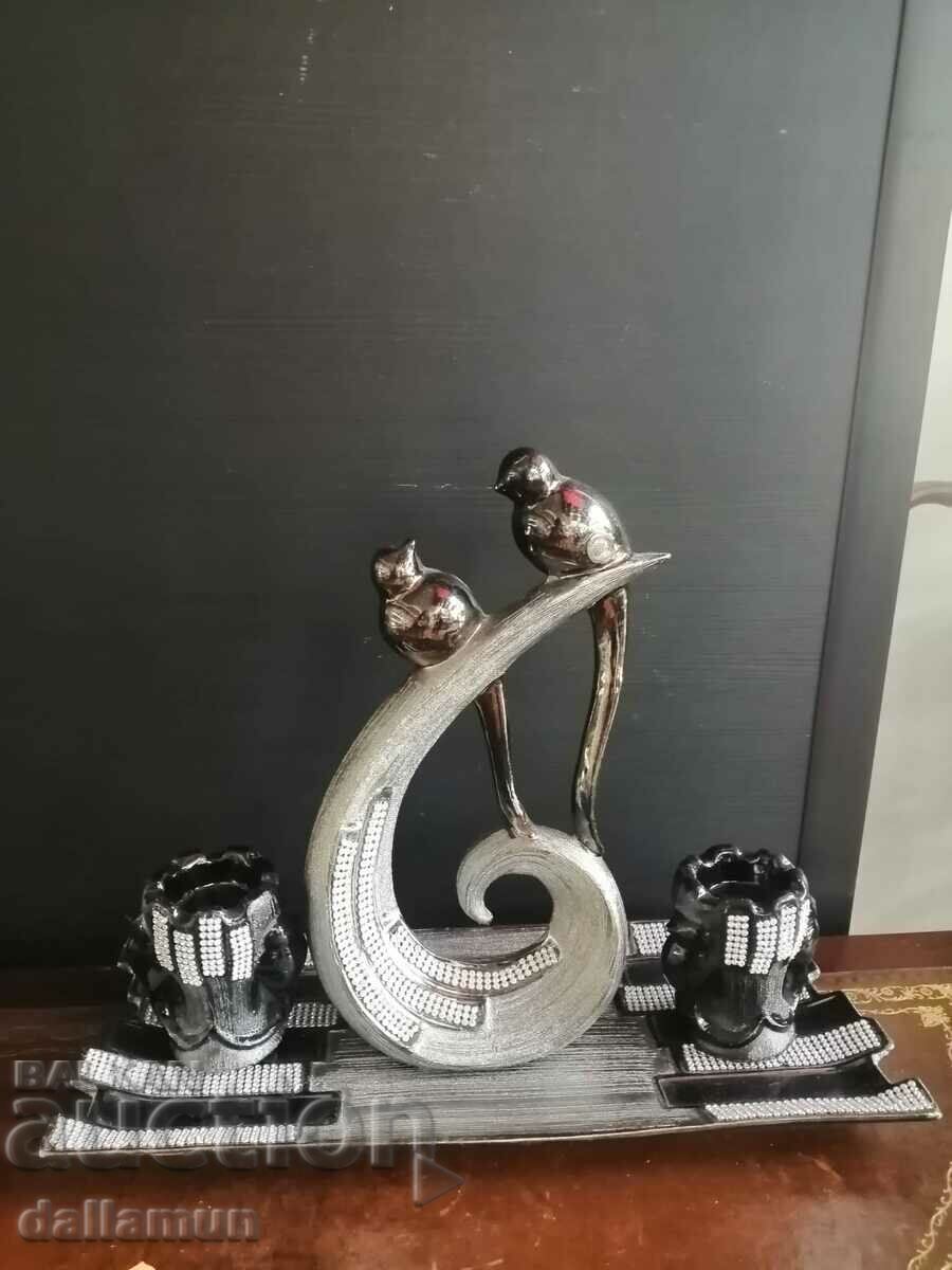 decorative set of candlesticks with doves on a plaster tray with price 30.00 BGN | € 15.34 decorative set of candlesticks with doves on a plaster tray with price 30.00 BGN | € 15.34