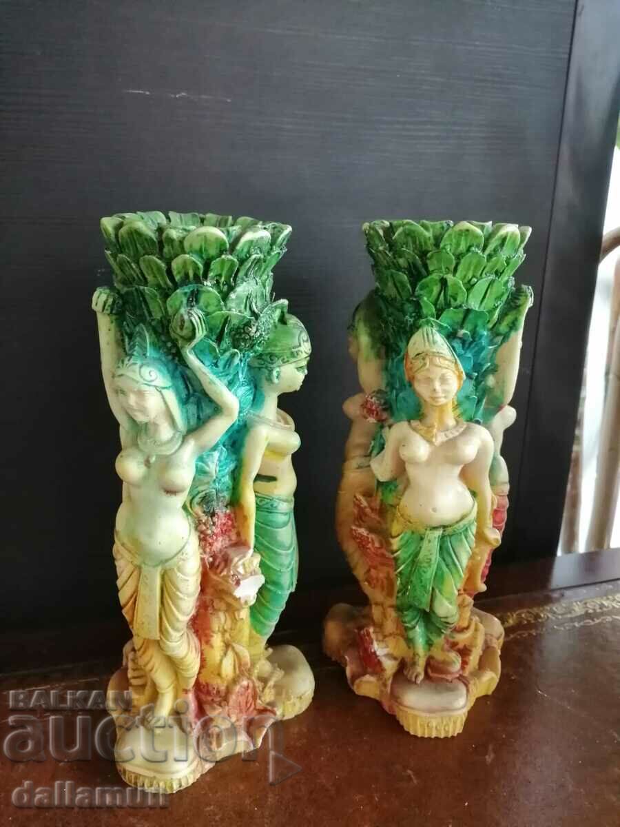 pair of candlesticks with Chinese goddesses 20 cm with price 40.00 BGN | € 20.45 pair of candlesticks with Chinese goddesses 20 cm with price 40.00 BGN | € 20.45