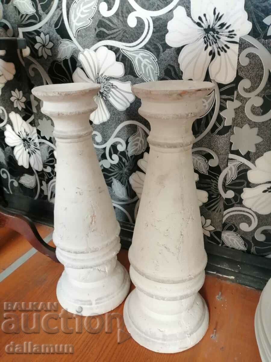 Аукцион двойка стари гипсови колони за декор 43/12 см