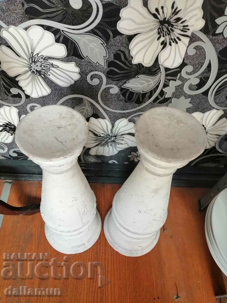 Доставка на двойка стари гипсови колони за декор 43/12 см