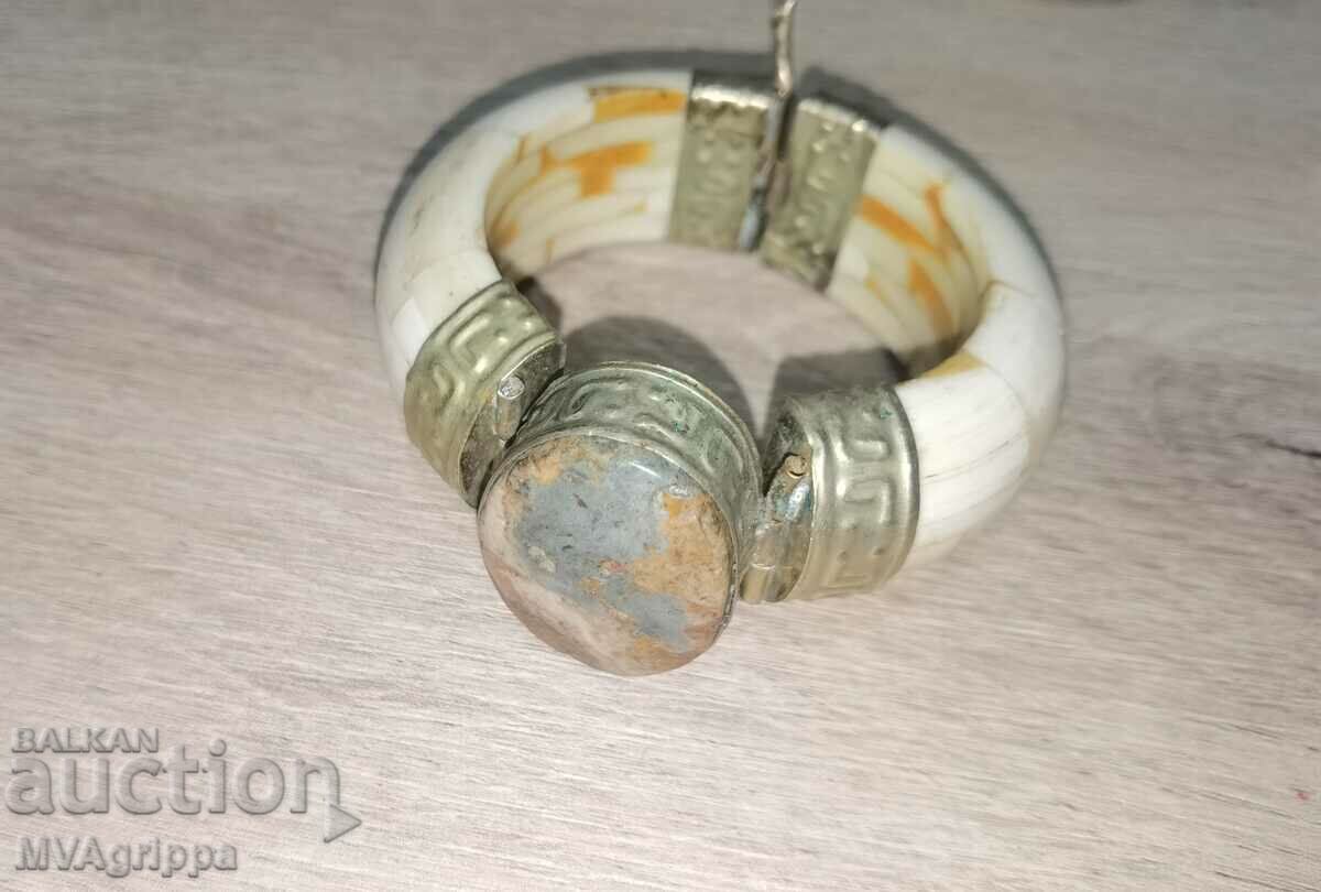 Old bracelet bone horn bronze stone