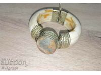 Old bracelet bone horn bronze stone