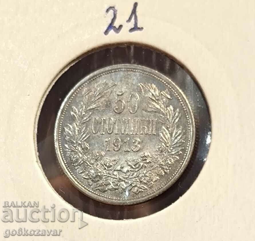 Bulgaria 50 cent 1913 Silver! UNC