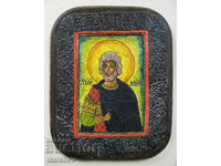 Icon "St. Mina" 18/23 cm imitation. ceramic on wood, excellent