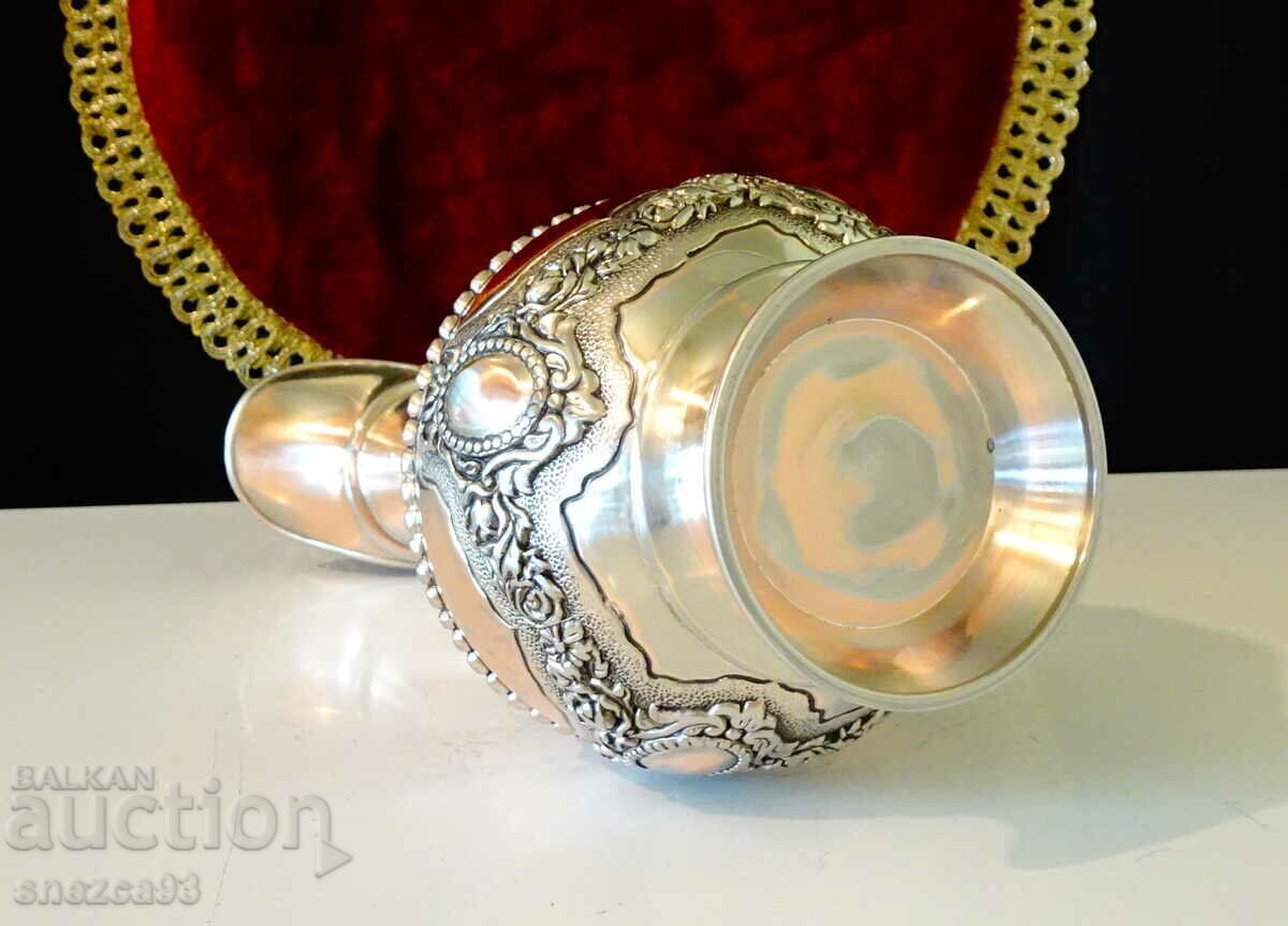 Silver-plated copper jug, roses, ornaments. - 7 Silver-plated copper jug, roses, ornaments. - 7