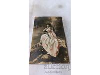 Пощенска картичка София Младо момиче 1907