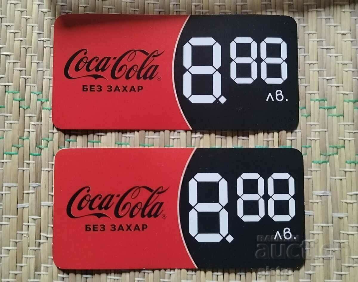 Two advertising labels & Coca-Cola without sugar