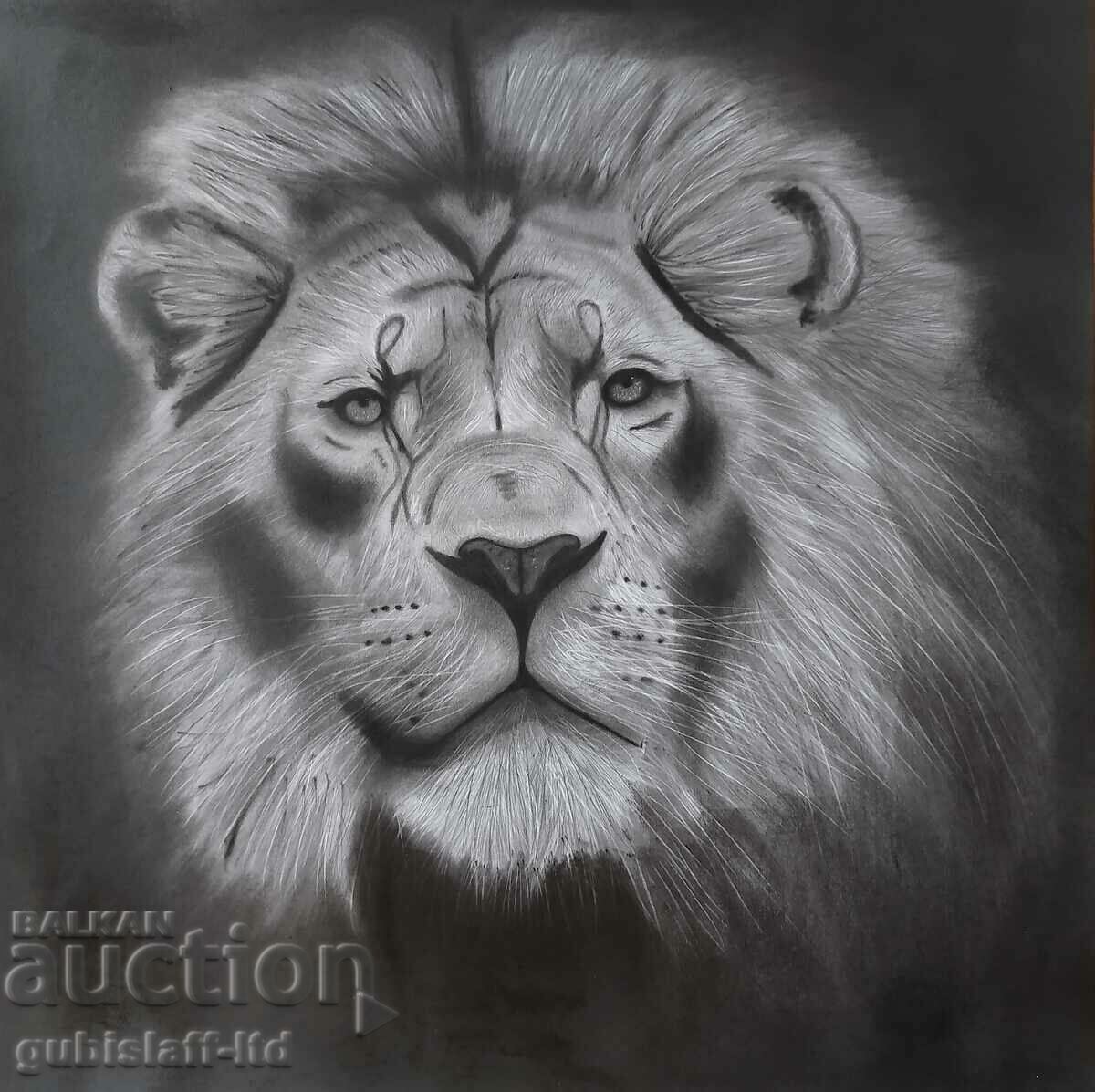 Painting, drawing, "Lion", artist Dimitar Georgiev, 2023