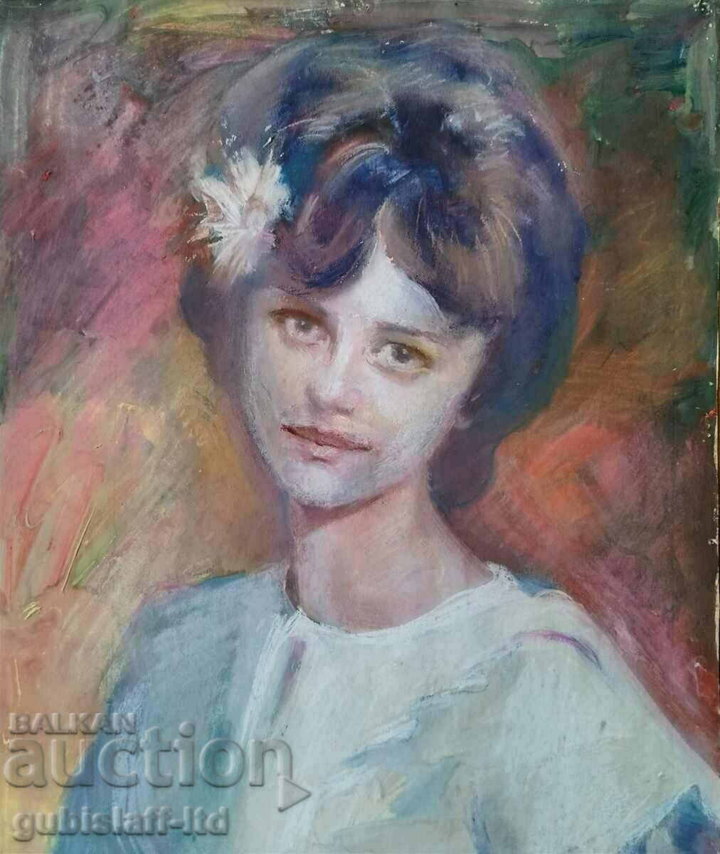 Painting, female portrait, 1980s.