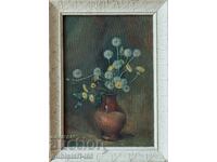 Painting, vase with dandelions, art. M. Chanev, 1976