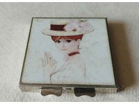 Vintage Women's Art Square Mirror of a Girl in a Hat.