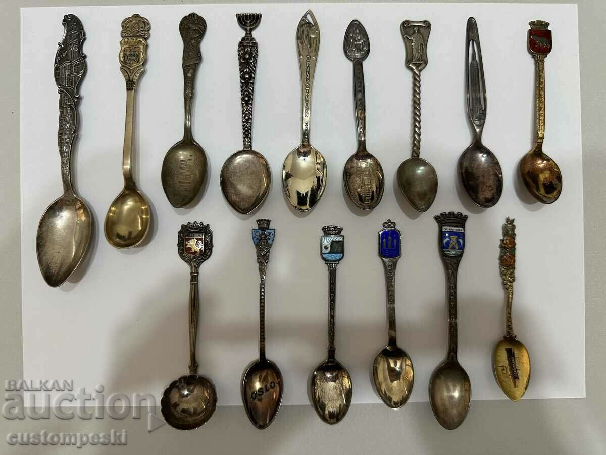 Silver collectible spoons. 15 pcs., 182.12 g. Sample 925