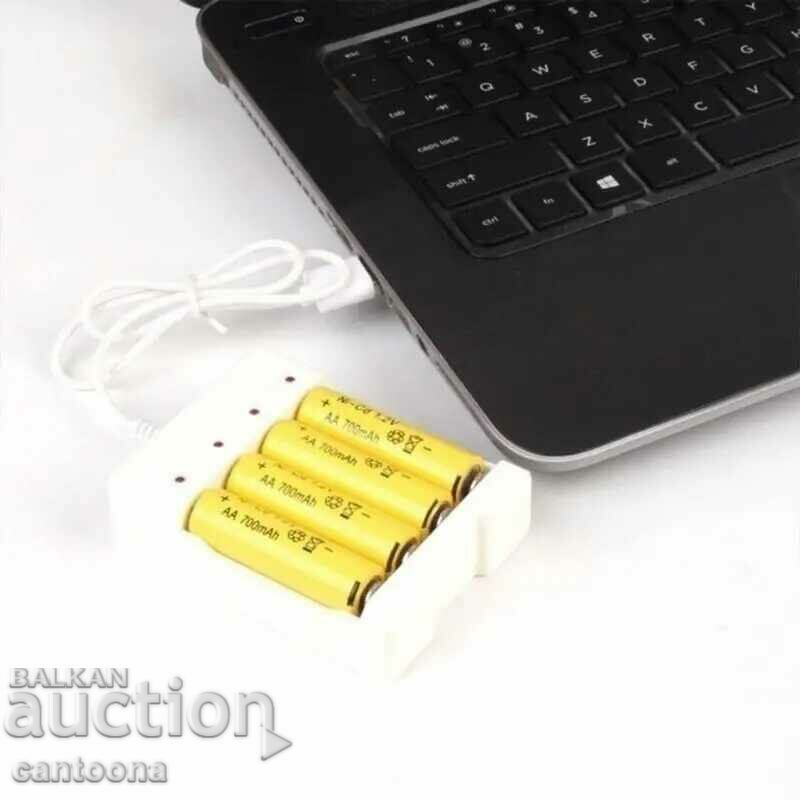 USB зарядно устройство за до 4 броя батерии - AA, AAA, Ni-MH с цена 9.99 лв. | € 5.11