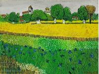 Pictură în ulei glam „Peisaj polonez cu irisi”