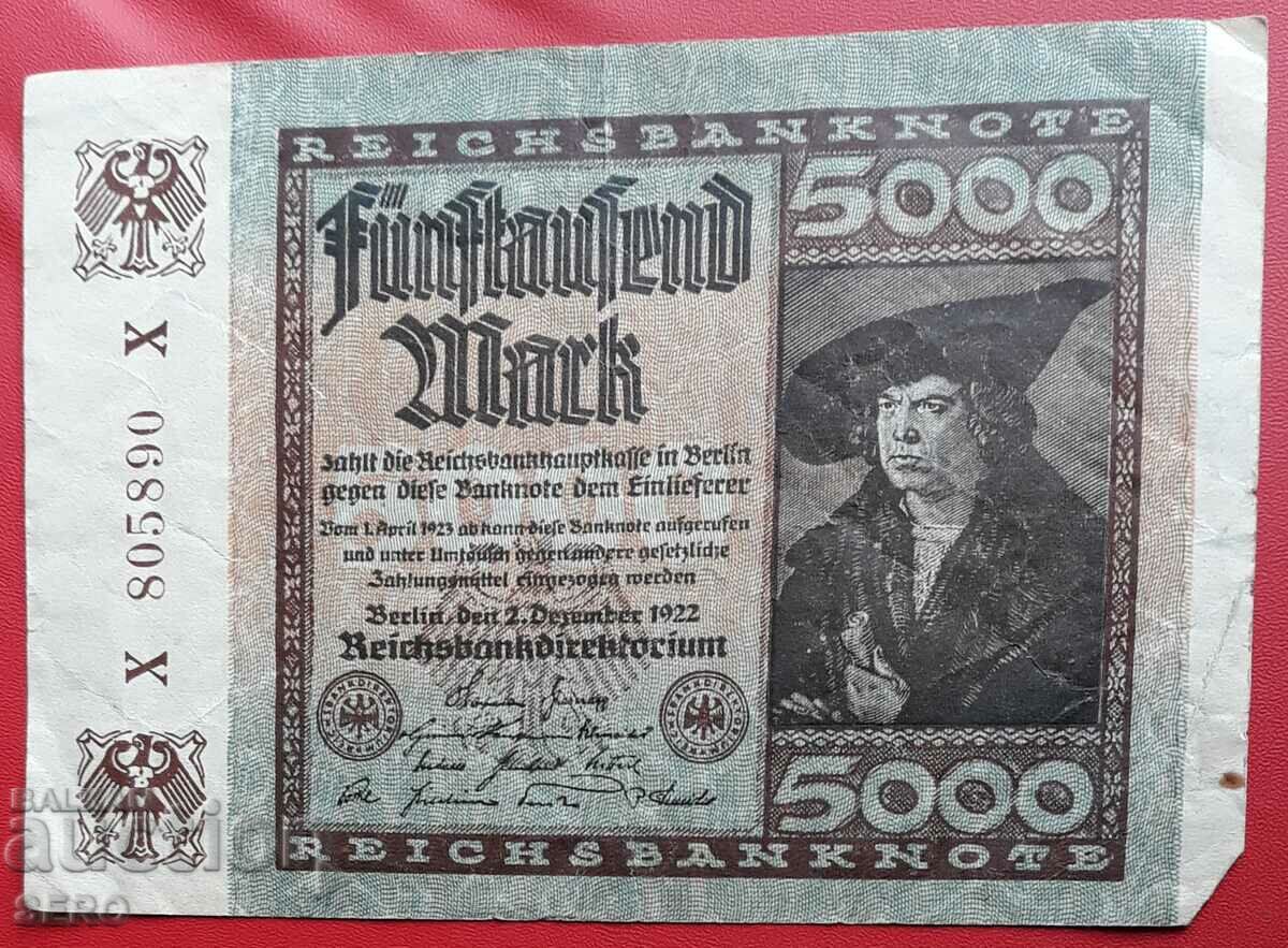 Банкнота-Германия-5000 марки 1922