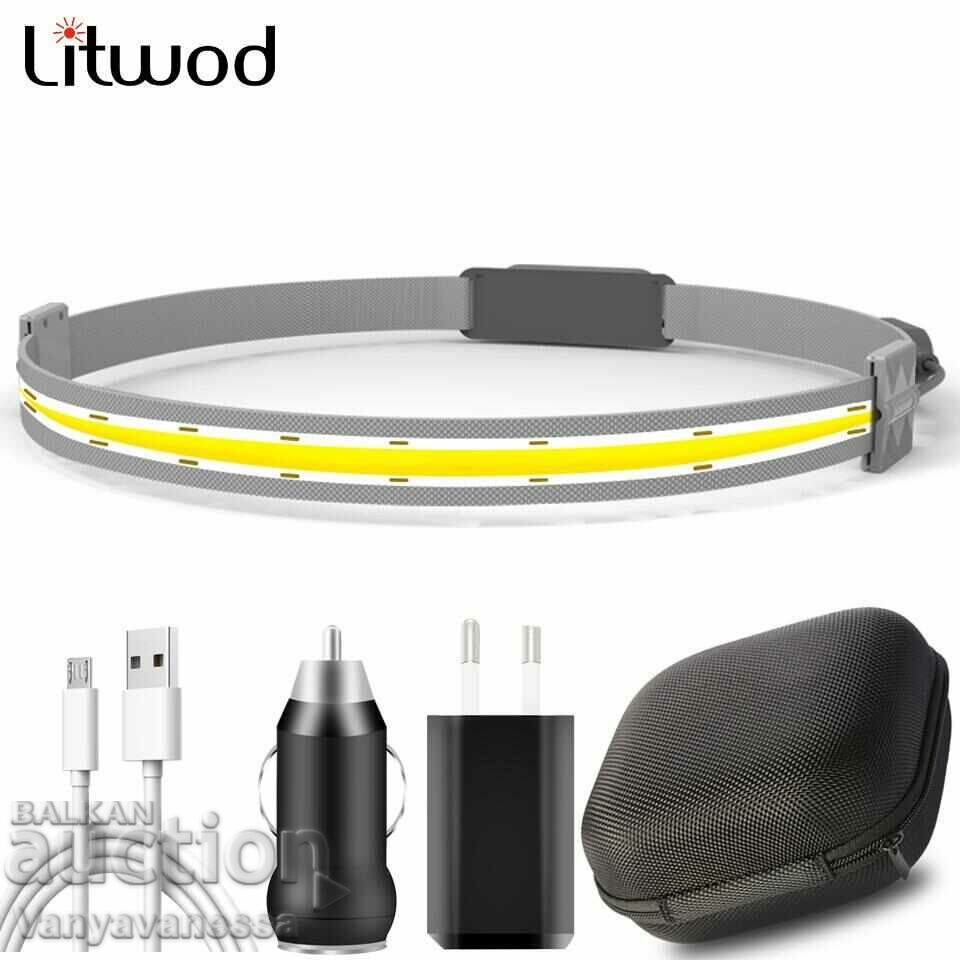 Battery-operated LED headlamp type "strip" with exceptional brightness