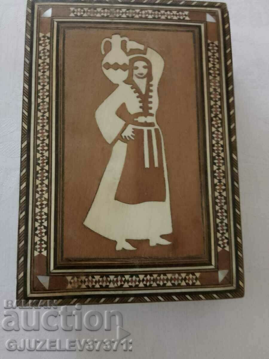 Middle Eastern jewelry box inlaid mother of pearl