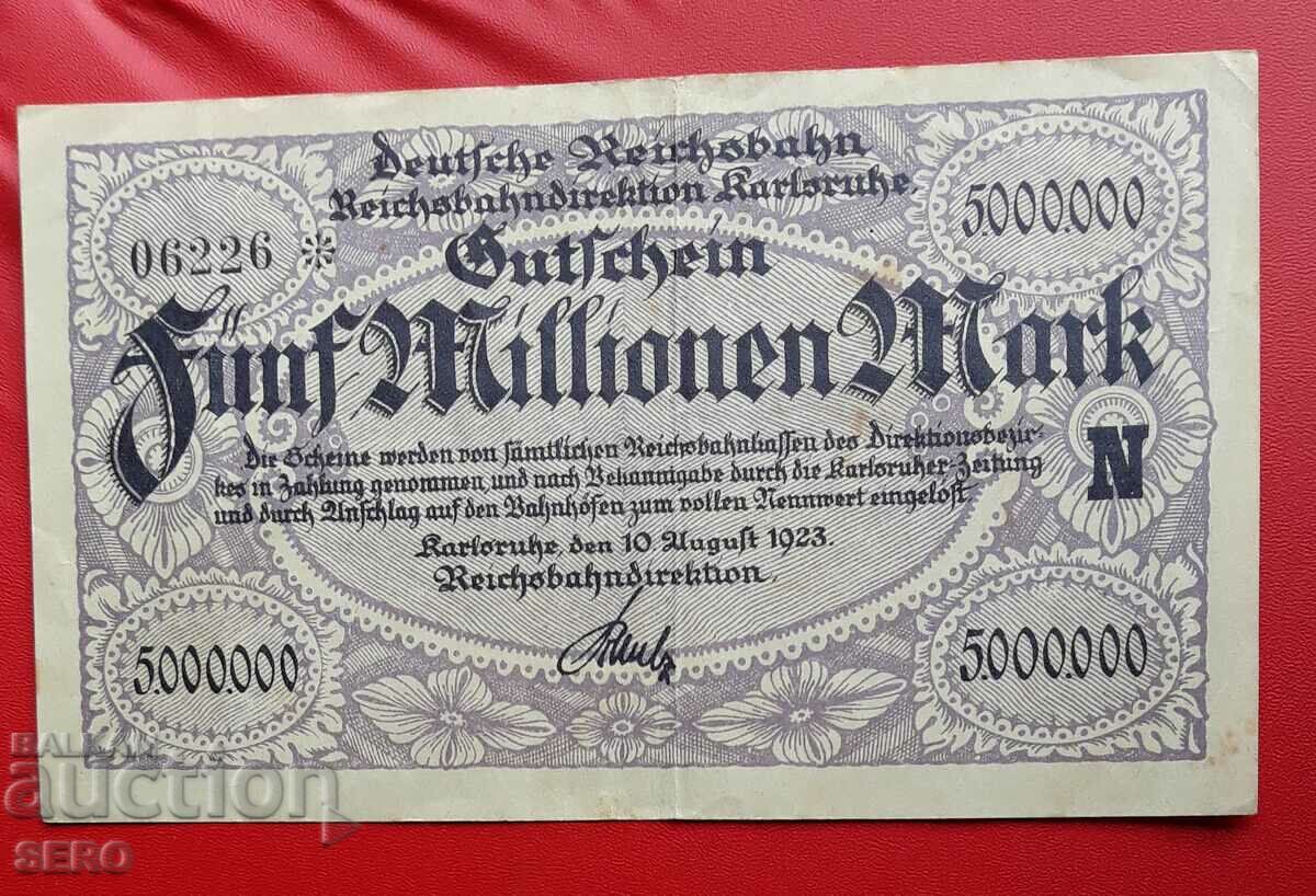 Banknote-Germany-Karlsruhe-German Railways-5,000,000 m