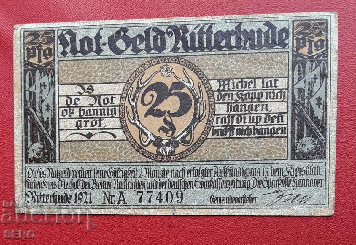 Τραπεζογραμμάτιο-Γερμανία-Σαξονία-Ritterhude-25 pfennig 1921