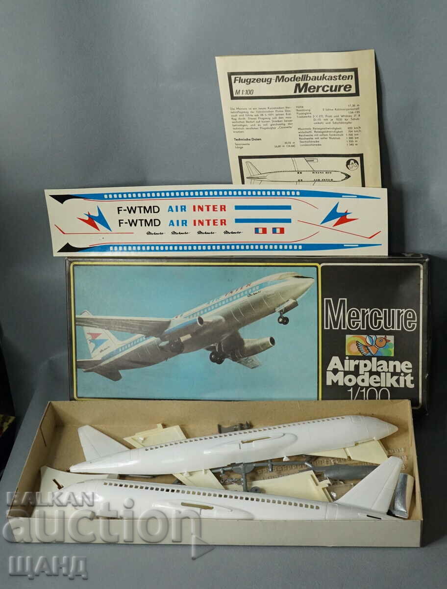 MERCURE Old German toy model Airplane to assemble