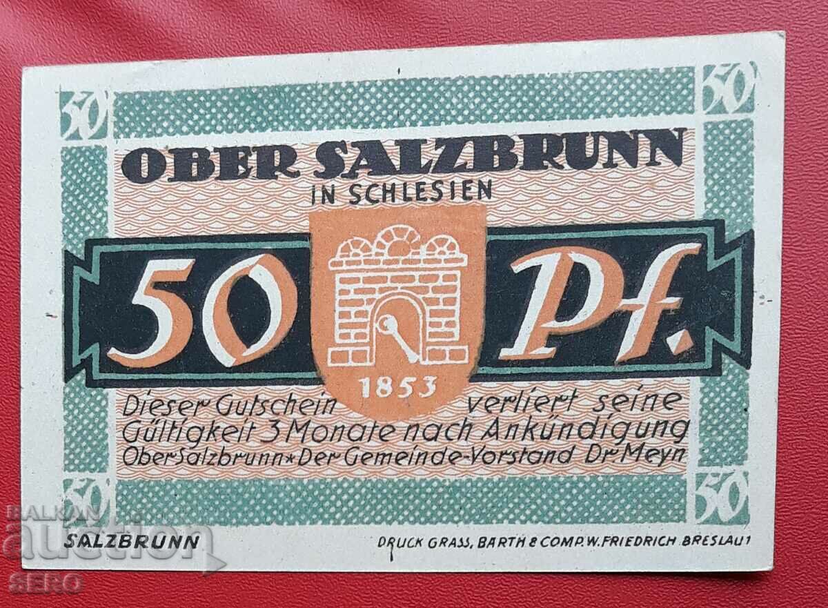 Банкнота-Германия-Шлезвиг-Холщайн-Оберзалцбрун-50 пф.1921