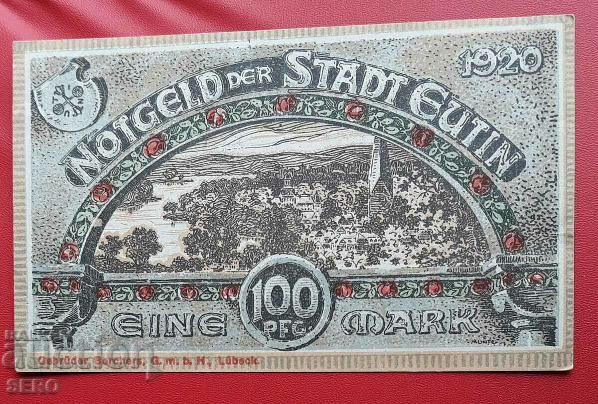 Bancnota-Germania-Schleswig-Holstein-Eutin-100 pf./1 mark/1920