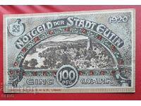Банкнота-Германия-Шлезвиг-Холщайн-Еутин-100 пф./1 марка/1920