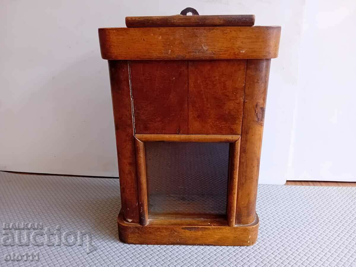 OLD WOODEN CLOCK BOX, ALARM CLOCK