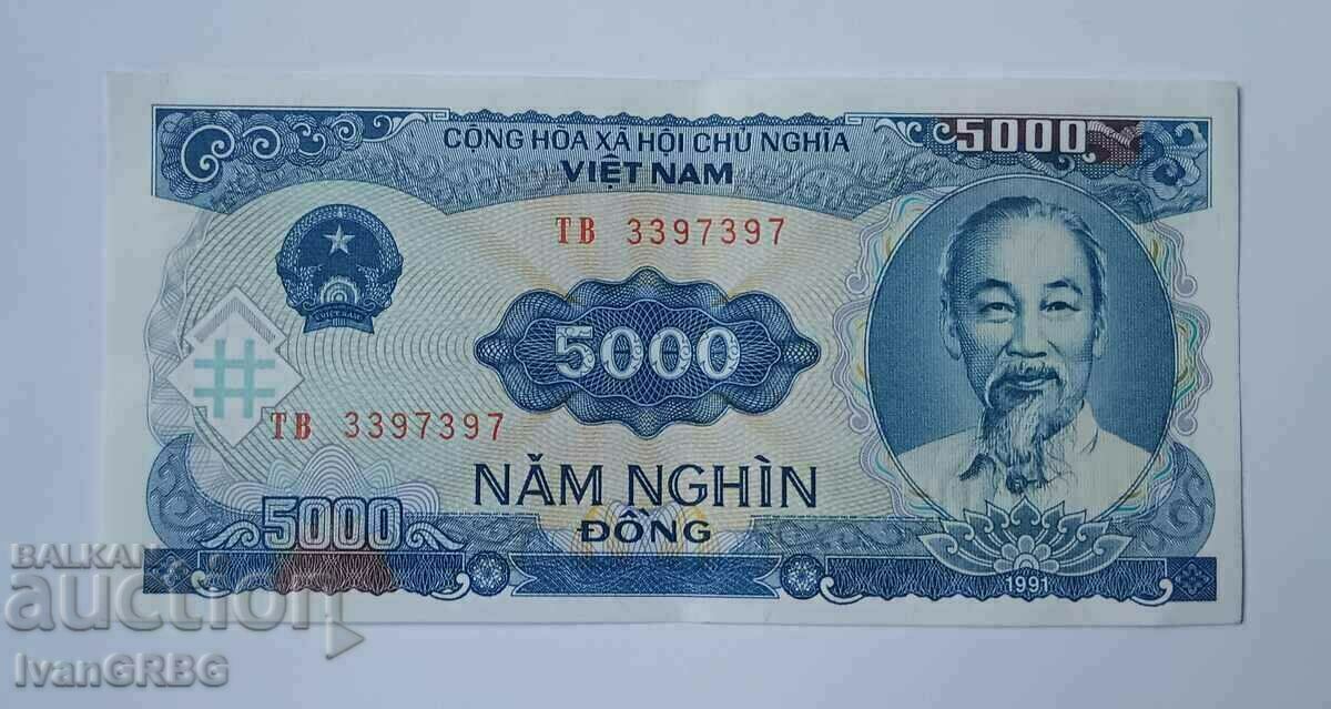 5000 Dong Vietnam 5000 Dong Vietnam 1991 Asian banknote