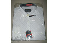 Нова мъжка риза Крис дълъг ръкав XL 43/44 бяла фино райе