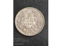 Сребърна Монета 2 лева 1910 година.