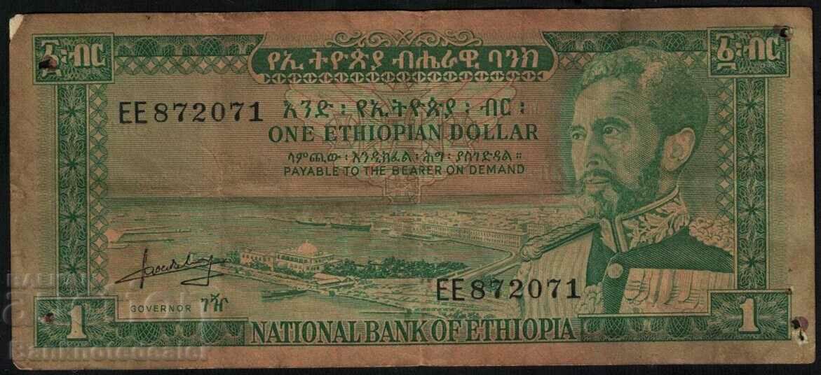 Ethiopia 1 Dollar 1966 Pick 25a Ref 2071
