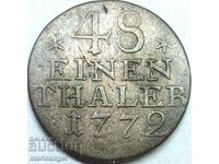 1/48 Thaler 1772 Germany Prussia Low Silver