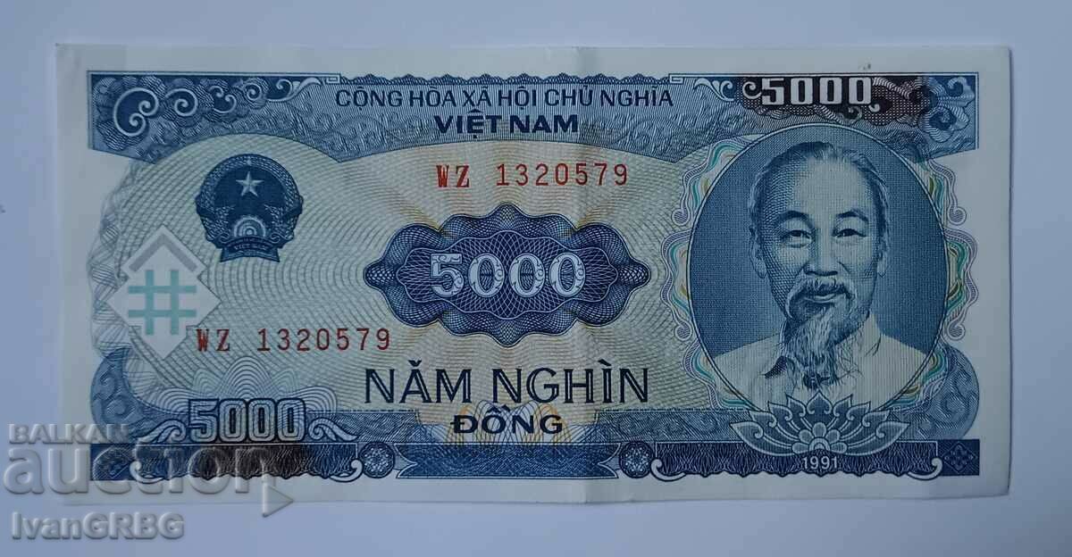 5000 dong Vietnam 5000 dong Vietnam 1991 A treia bancnotă
