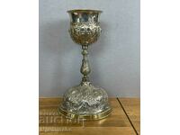 Old chalice silvered with gilt