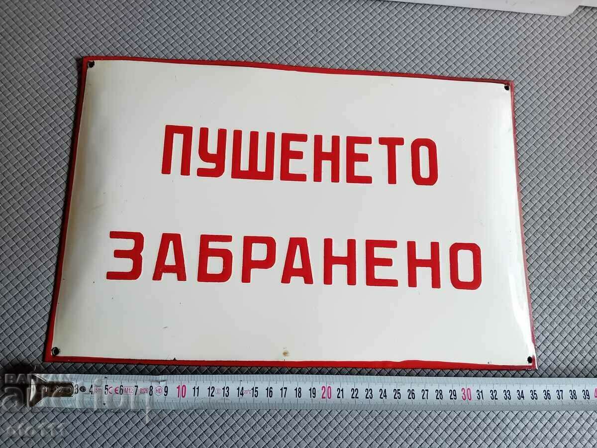 OLD ENAMEL SIGN - NO SMOKING