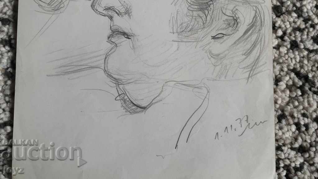Auction SKETCH DRAWING PORTRAIT 77 / SIGNED Auction SKETCH DRAWING PORTRAIT 77 / SIGNED