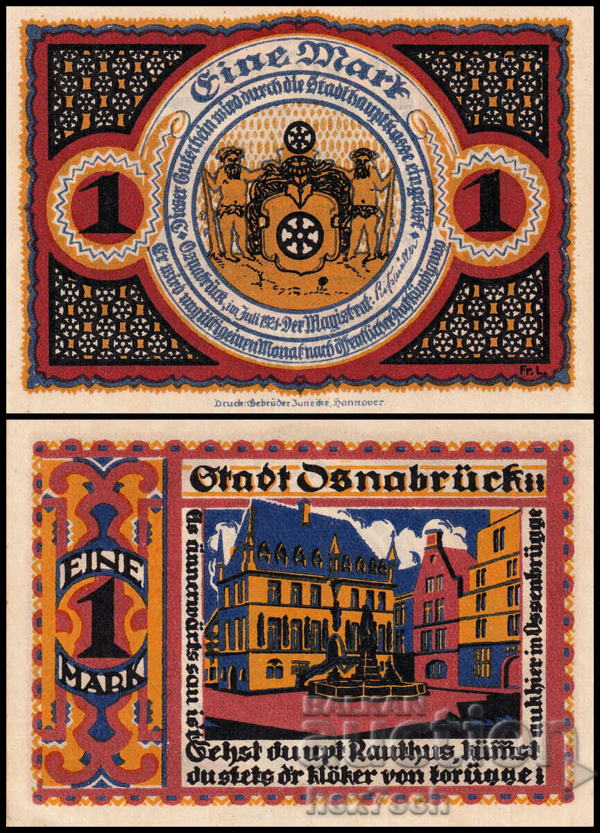 ❤️ ⭐ Notgeld Osnabrück 1921 1 γραμματόσημο UNC νέο ⭐ ❤️