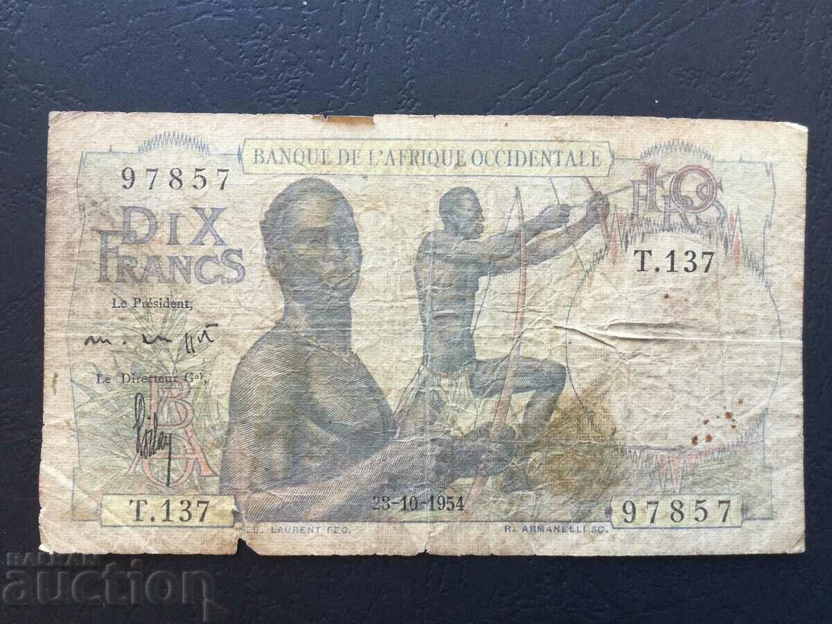 Γαλλική Δυτική Αφρική 10 φράγκα 1954