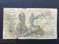 French West Africa 10 francs 1954